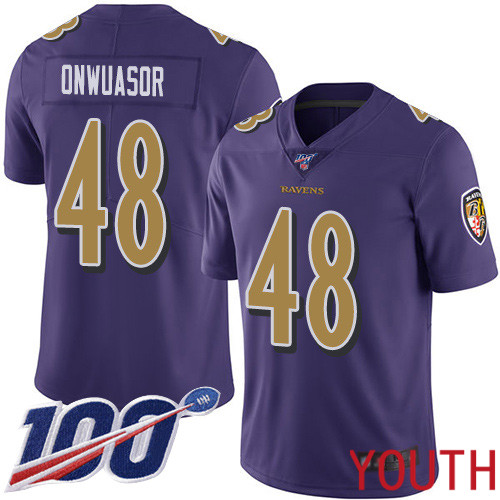 Baltimore Ravens Limited Purple Youth Patrick Onwuasor Jersey NFL Football #48 100th Season Rush Vapor Untouchable